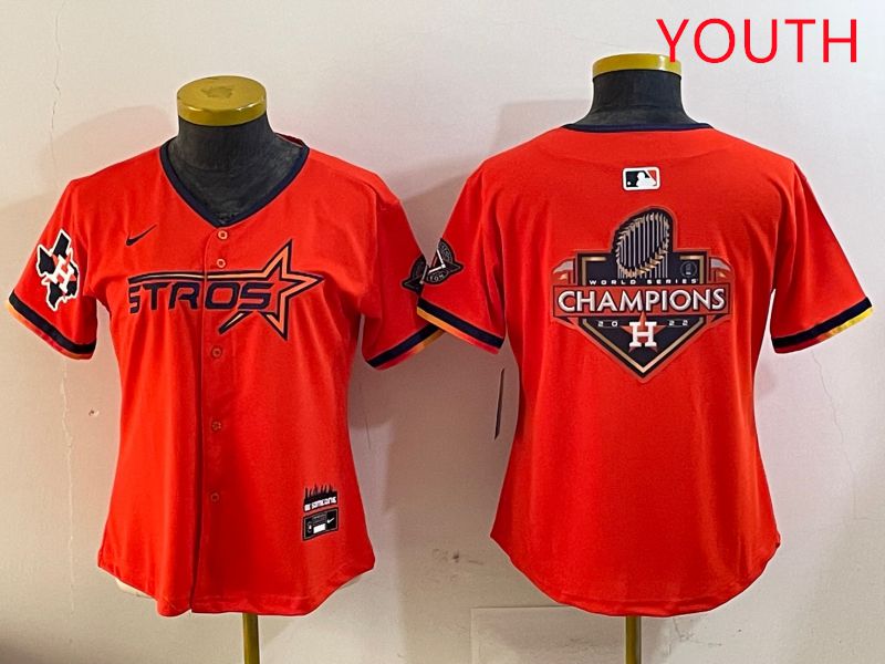 Youth Houston Astros Blank Orange Three generations Joint Name 2025 Nike MLB Jersey style 22